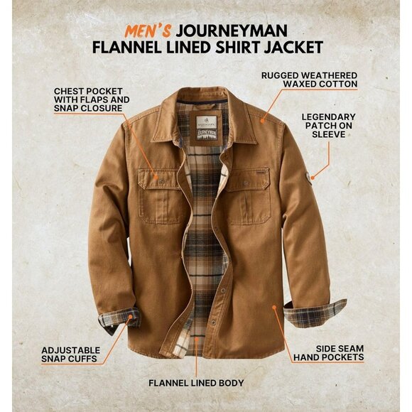 Mens Barley Whitetails Flannel Lined Shirt Jacket Waxed Cotton Water Resis - Picture 2 of 7